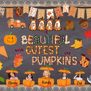 Printable Fall Bulletin Board Kit: Autumn Classroom Decor, Pumpkin Patch Board, September Class Decoration