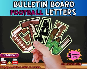 Football Letters PNG, Bulletin Board, Classroom Decor (Digital Download)