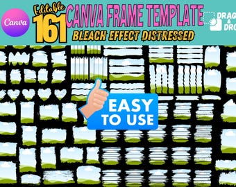 Bleach Effect Canva Frame Templates, Distressed Photo Collage (Digital Download)