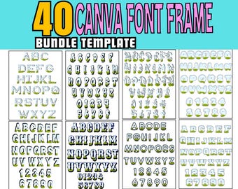 Canva Font Aplhabet Letter Frames Bundle: Doodle Letters Font Designs Templates Digital Download