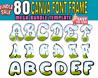 Canva Alphabets Letters Frames Mega Bundle: Doodle Fonts and Numbers PNG Template (Digital Download)