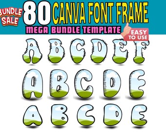 Canva Alphabet Doodle Font Frame Template, Drag and Drop (Digital Download)