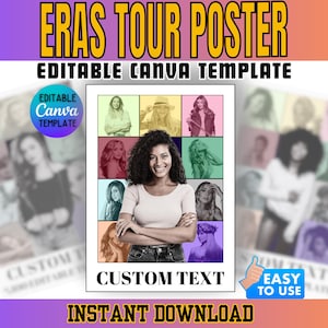 Eras Tour Template Welcome Party Poster Sign, Era&#39;s Tour Wall Art, Era&#39;s Themed Party, Printable Poster Download Create Your Own Eras Gift
