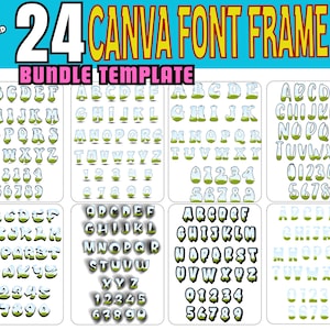 Canva Letter Frames Bundle Doodle Font Png Template, Fill Your Own, Alphabet Font Design Photo Collage Editable Fill Printable, Drag Drop