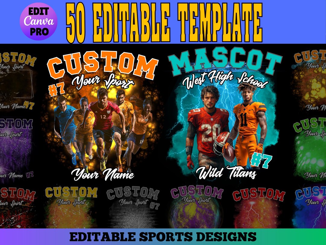 50 Editable Football Shirt Canva Template Editable Football T Shirt ...