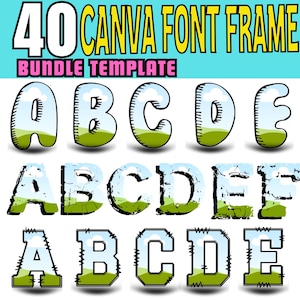 Canva Alphabet Frame Doodle Letters Set Template, Fill Your Own Font, Editable Canva Letters, Drag and Drop,Canva Frame Monogram Design Png