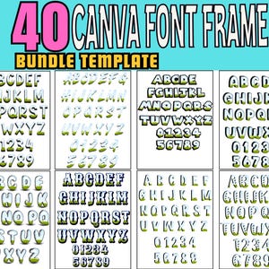 Canva Alphabet Frame Doodle Letters Set Template, Fill Your Own Font, Editable Canva Letters, Drag and Drop,Canva Frame Monogram Design Png