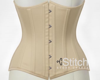 Cotton Underbust Corset – Double Steel Boned Waist Training Gothic Top