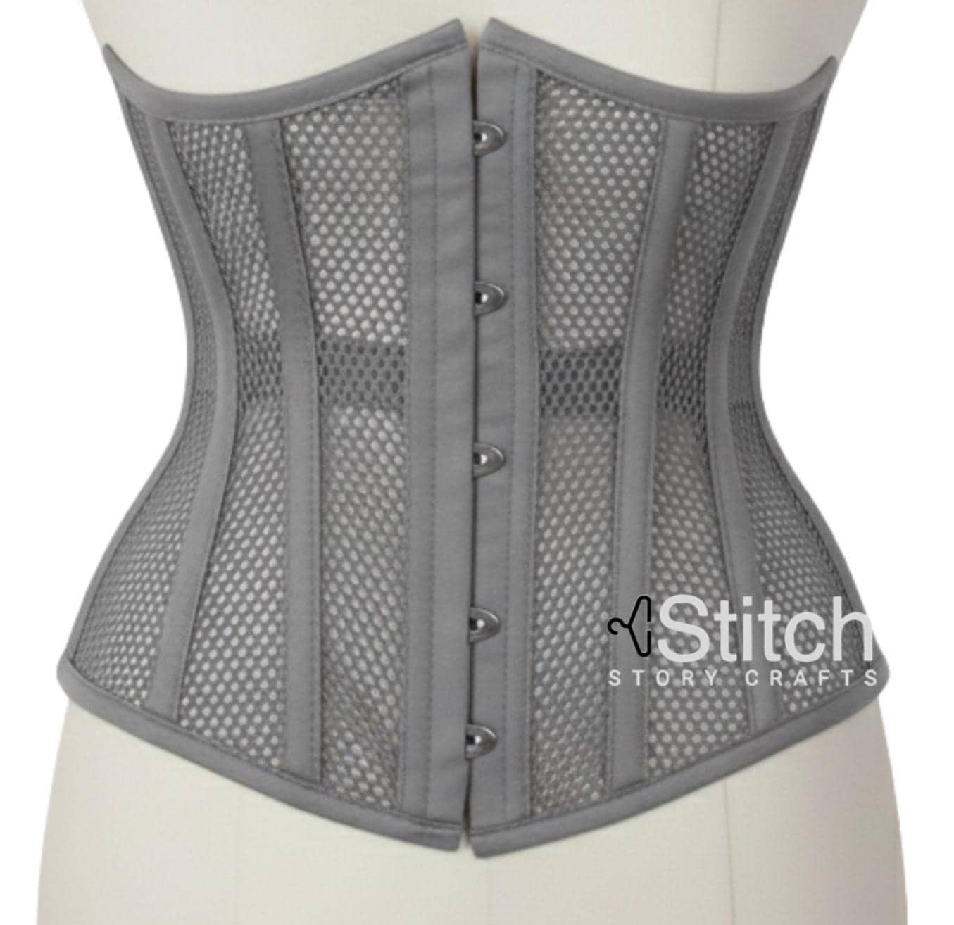 Handmade Cotton Mesh Underbust Corset, Steel Boned Waist Trainer, Heavy Duty Waist Cincher, Breathable Corset Belt, Women's Shapewear