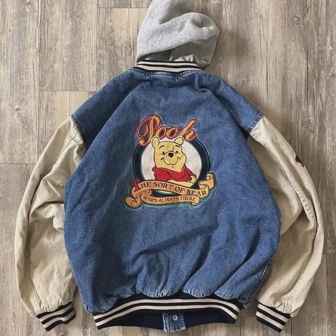phoo Disney Vintage バーシティジャケット Winnie the pooh denim varsity jacket - Etsy 日本
