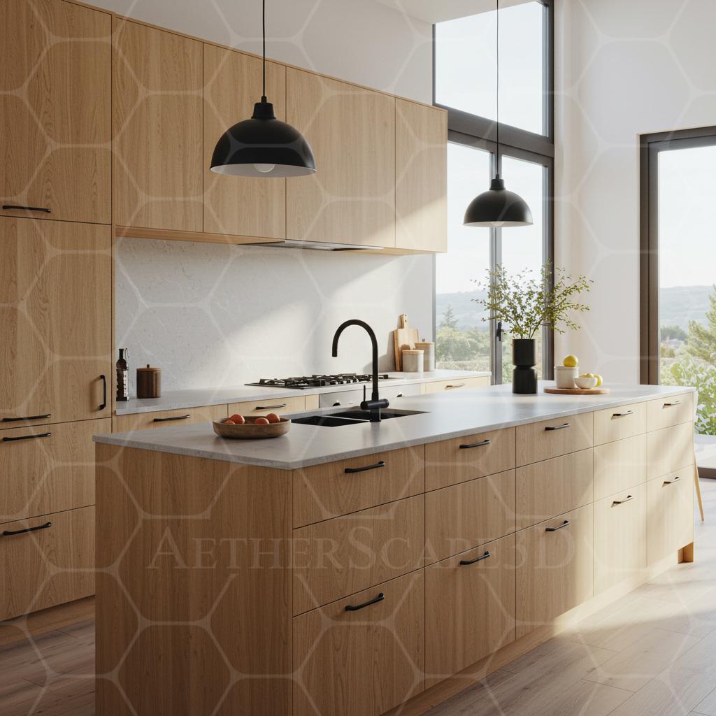 3D Kitchen Interior Rendering – Custom Realistic Architectural ...