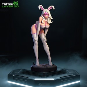White Rabbit STL Statue – 1:4 Sexy Bunny Girl Figure | Fantasy Cosplay Diorama Model | NSFW 3D Print File for Resin