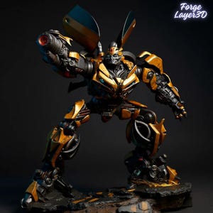 Bumblebee STL Statue & Bust | Transformers Inspired 3D Print Model | 1:18 Scale Pre-Supported