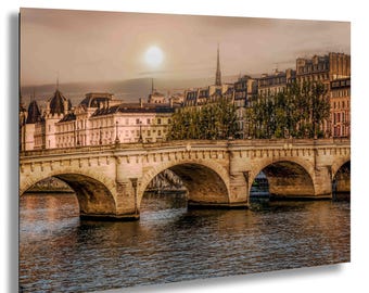 Pont Neuf Paris Photography Print: Golden Hour Seine River View