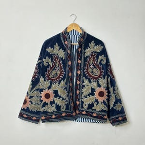 Handcrafted Suzani Velvet Jacket: Ethnic Boho Embroidered Outerwear Winter Coat ,Boho And Hippie Style