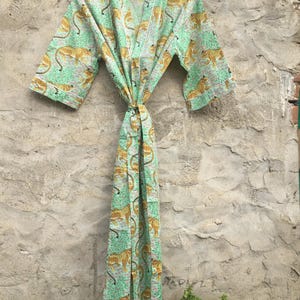花柄ハンドメイドコットン着物ローブ | ボヘミアンフェスティバルガウン | 夏用ナイトウェアカフタン | 女性へのギフトに最適