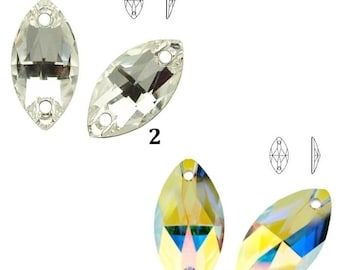 3223 Swarovski Sew-on Navette - 12 mm - Crystal - Effect - Crystal Aurore Boreale AB - Foiled - Foiled