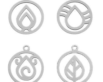 CL-373 / 374 / 375 / 376 Silver pendant - 12 mm - Elements sign - Elemental - Fire - Water - Air - Earth - Sterling Silver 925