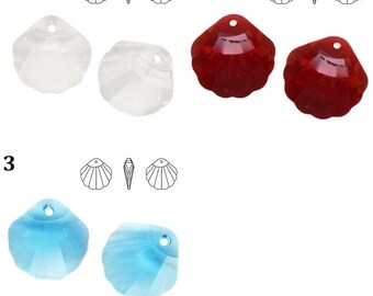 6723 Swarovski Pendant Shell - Sea shell - Seashell - 16 mm - 28 mm - Crystal - Red Magma - Effect - Aquamarine - Color