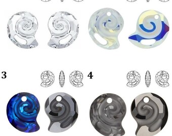 6731 Swarovski Pendant Sea Snail - Marine Snail - 14 mm - 28 mm - Crystal - Crystal AB - Bermuda Blue P - Silver Night - Effect