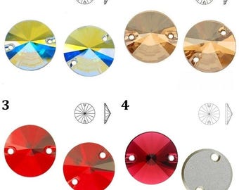 3200 Swarovski Sew-on Rivoli - 12 mm - 14 mm - Crystal - Effect - Crystal AB - Color - Color - Light Siam - Scarlet - Foiled - Foiled