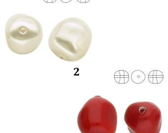5840 Swarovski Baroque Pearl - 8 mm - 10 mm - Crystal - Effect - Effects - White - Red Coral
