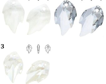 6735 Swarovski Pendant Leaf - Natural Leaf - 26 mm - 32 mm - Crystal - Comet Argent Light CAL - Moonlight - Effect