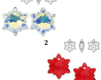 6748 Swarovski Pendant Edelweiss - leontopodium alpinum - 18 mm - 28 mm - Crystal - Crystal AB Aurore Boreale - Effect - Light Siam - Color