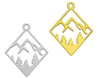 CL-378 Silver pendant - Mountain - Mountains - Sterling Silver 925 - Silver - Gold Plated