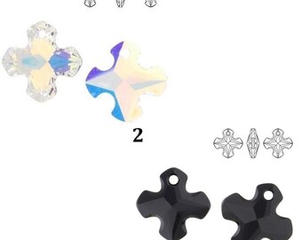 6867 Swarovski Pendant Greek Cross - 14 mm - 18 mm - Crystal - Crystal AB Aurore Boreale - Effect - Jet - Color