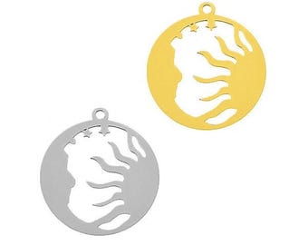 CL-394 Silver pendant - Sun and Moon - Sterling Silver 925 - Silver or Gold Plated