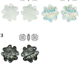 6764 Swarovski Pendant Clover - Trefoil - 19 mm - 23 mm - 28 mm - Crystal - Crystal AB Aurore Boreale - Silver Night - Effect