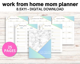 afdrukbare werkende moeder planner, werk vanuit huis planner, wfh planner, werk vanuit huis planner voor moeders, digitale planner, WFH planner,