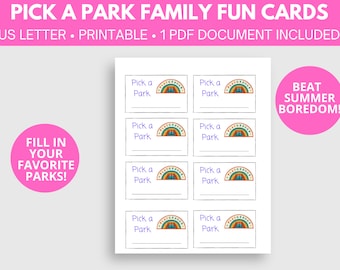 Kies een park Family Fun Cards-DIGITAL DOWNLOAD