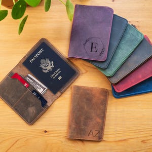 Personalized Leather Passport Cover ,Gift for him,Passport Holder, custom travel gift for her, Custom passport wallet and Credit card holder