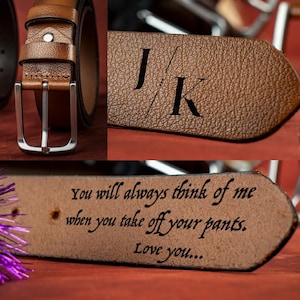 Custom Handmade Belt - Father&#39;s Day Gift - Anniversary Gift - Engraved Leather Belt - Grooms Men Gift - Genuine Leather - Gift for Boyfriend