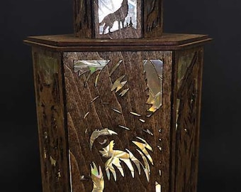 LED Wolf-Inspired Laser Cut Lantern – USB Powered Ambient Night Light