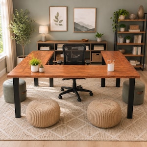 Planos de carpintería en PDF para construir un escritorio en forma de U para la escuela en casa / Mesa en forma de herradura para lectura guiada, mesa de actividades para preescolar y jardín de infancia, estudio en grupo.