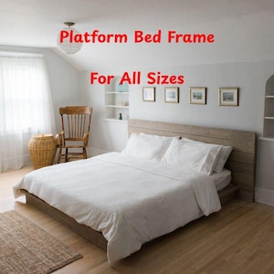 DIY Rustic Platform Bed Plans, All Sizes (PDF Guide)