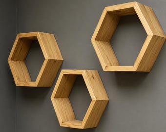 Hexagon Floating Shelf Plan: Geometrische Wanddekoration, Wabenstruktur (PDF Download)