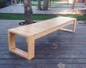 Outdoor Bench Woodworking Plan, 2x6 Slat Top Garden Seat, Rustic Furniture Project