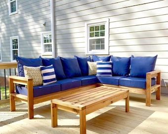 DIY屋外ソファ設計図：木製パティオ家具設計図（PDFダウンロード）