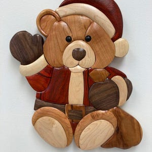 Santa Bear Intarsia Pattern | Christmas Wood Scroll Saw Project (Digital Download)