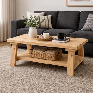 Farmhouse Living Room Table Blueprints | Beginner Woodworking Project PDF.