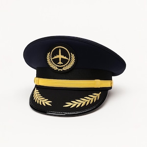 Airline Pilot Hat, Inspired Uniform Cap Design, All Sizes Available, Flight Captain Costume, Cosplay, Party, Theater Prop, Best for Gift