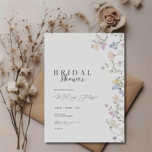 Boho bloemen bruids douche uitnodiging, sjabloon wilde bloemen bruids douche uitnodiging, wilde bloemen douche uitnodiging afdrukbare, Instant Download