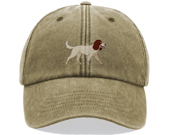 White and Brown Cocker Spaniel Embroidered Cap – Vintage Cotton Dad Hat in 8 Colours