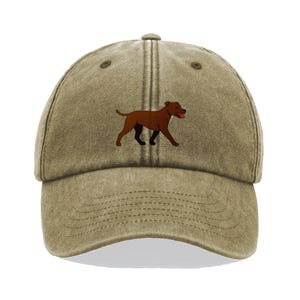 Dark Brown Staffy Embroidered Cap – Vintage Cotton Dad Hat in 8 Colours