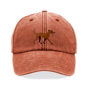 Brown Whippet Embroidered Cap – Vintage Cotton Dad Hat in 8 Colours