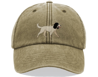 White and Black Cocker Spaniel Embroidered Cap – Vintage Cotton Dad Hat in 8 Colours